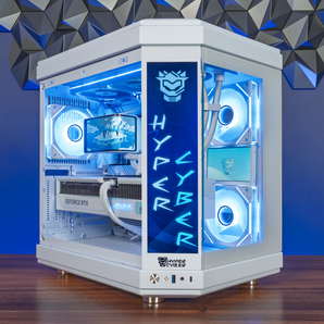 Hyper Cyber FrostStrike — Ryzen CPU | GeForce GPU | Side Panel Custom Display | Internal LCD Screen | Cooler Display | Gaming PC