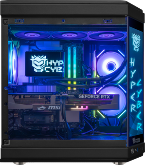 Hyper Cyber Ultra Black+ | AMD Ryzen 7 9800X3D | NVIDIA GeForce RTX 5070 12GB | Side Panel Custom Display | Gaming PC