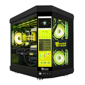 Hyper Cyber ULTRA BLACK+ Gaming Desktop AMD Ryzen 7 9800X3D, Nvidia GeForce RTX 5090, 32GB DDR5, 2TB SSD, Windows 11 Home, Custom Cooler Display, Internal Mini Display, RGB Lighting, WiFi, Ready to Use