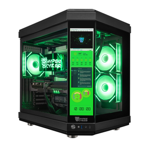 Hyper Cyber Ultra Black+ Gaming Desktop AMD Ryzen 7 9800X3D, Radeon RX 9070 XT, 32GB DDR5, 2TB SSD, 360 LCD Liquid Cooler, Windows 11 Home, WiFi, Ready to Use