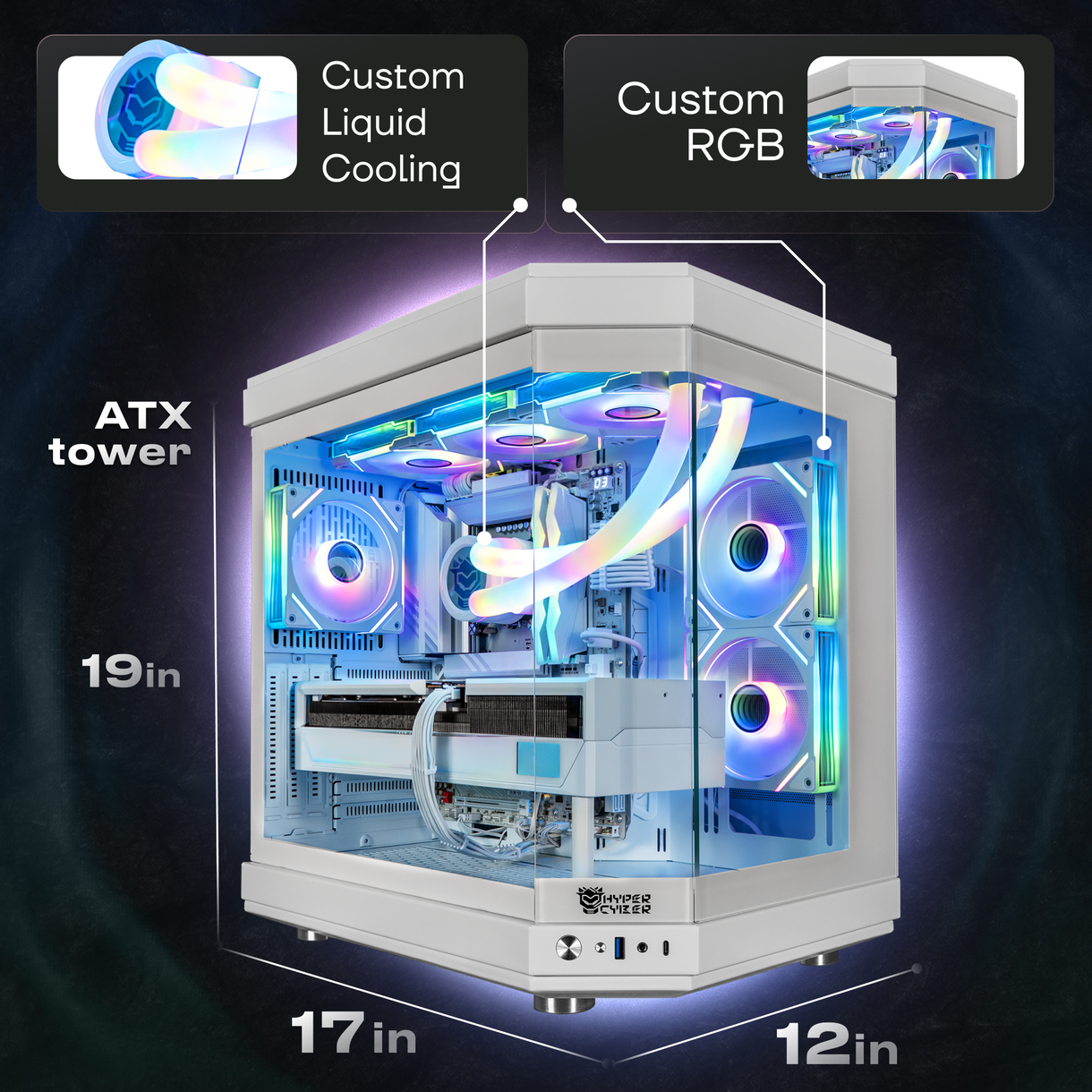 Hyper Cyber Ultra White Gaming Desktop AMD Ryzen 7 7800X3D, Radeon RX