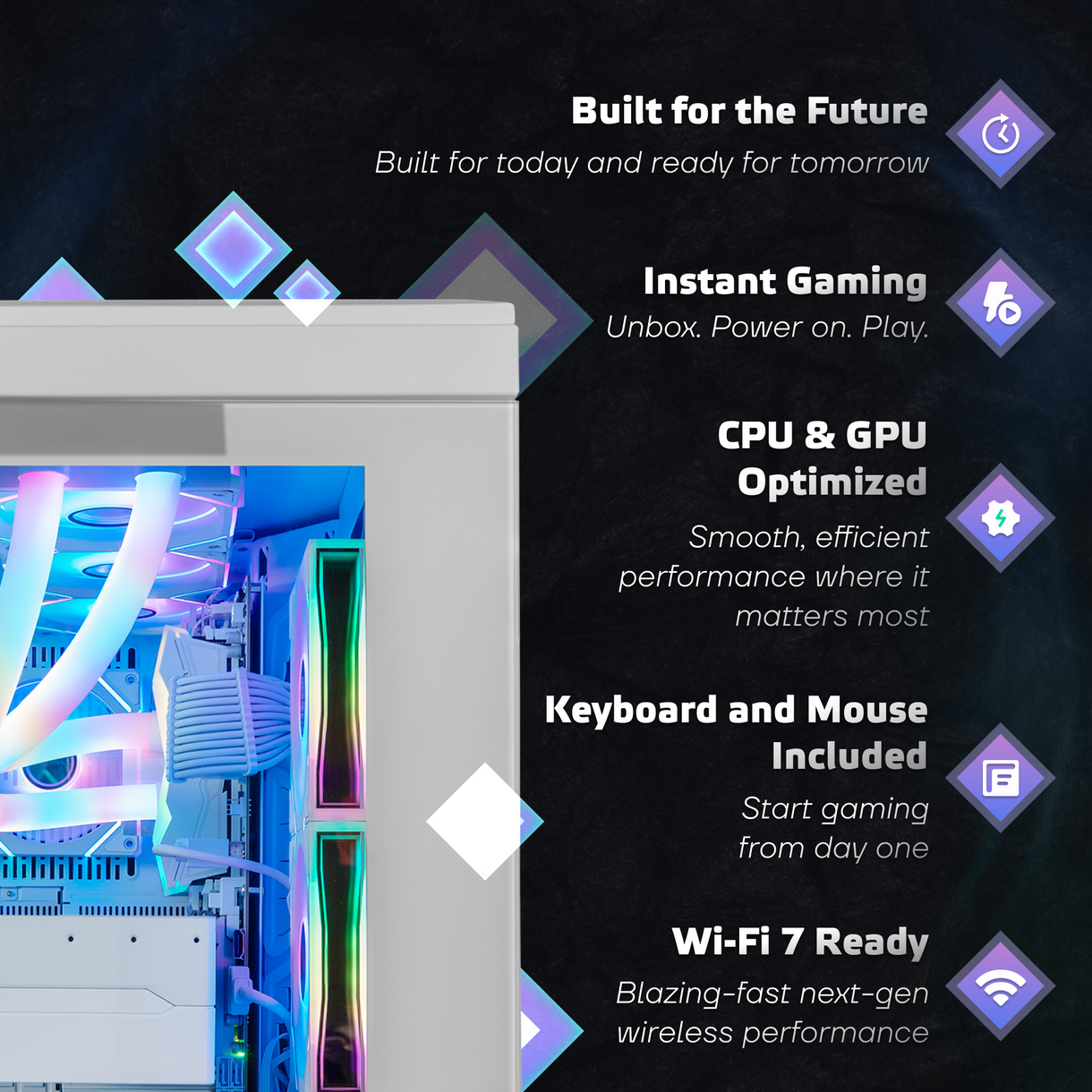 Hyper Cyber Ultra White Gaming Desktop AMD Ryzen 7 7800X3D, Radeon RX